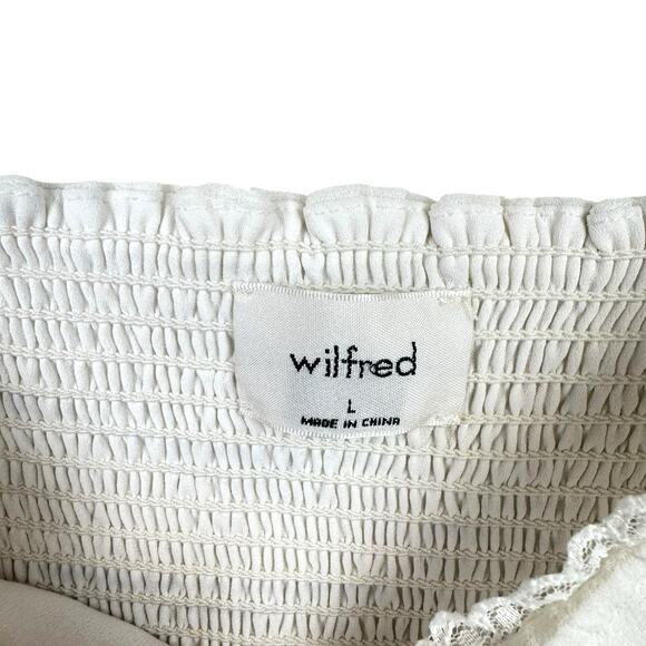 Aritzia Wilfred Duke Blouse White Sheer Long Sleeve Cropped Smocked Peasant Top - Picture 11 of 14